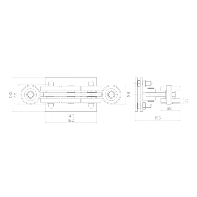 Laufwagen-Paket für Schiebetor: 2× Laufwagen (9-rollig, Kunststoff) + Zubehör 000-252 (5)