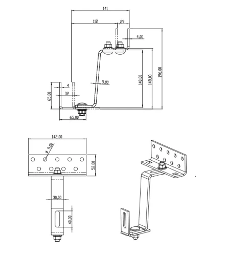 Dachhaken Vario 3x Verstellbar Edelstahl 1.4016 - 145mm PV-08-11-H17 (1)