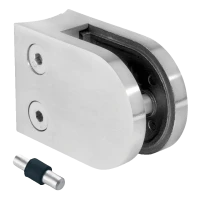 Glashalter 50x40x26 mm mit Pin, Glas 6-10,76 mm, AISI 304, System 42,4, Hochglanz