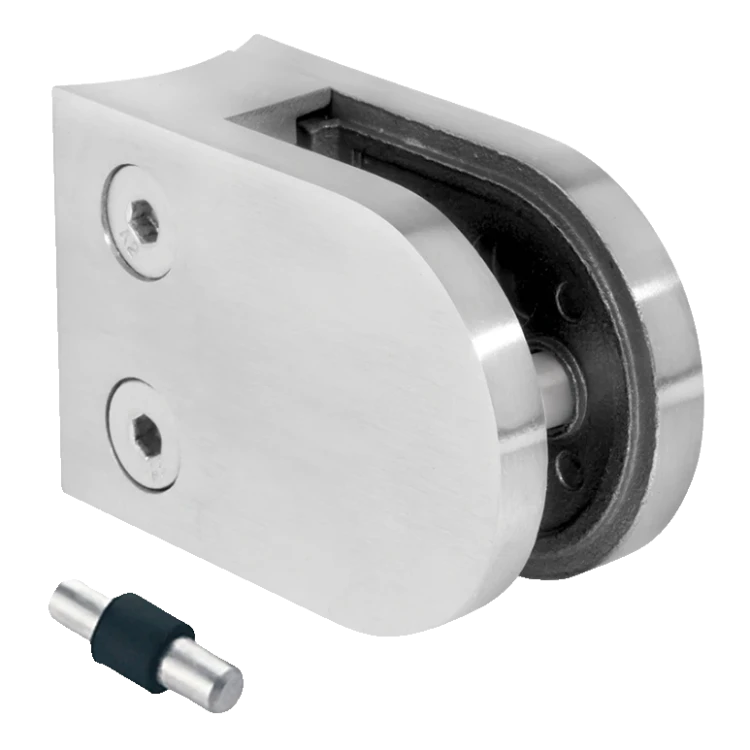 Glashalter 50x40x26 mm mit Pin, Glas 6-10,76 mm, AISI 304, System 42,4, Hochglanz 000-264 (1)