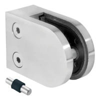 Glashalter 50x40x26 mm Pin Glas 6-10,76 mm AISI 316 flaches System Satin
