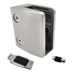 Glashalter 12-17,52 mm Konsole und Pin 65x55x37 mm AISI 304 Flachsystem Satin