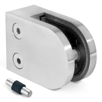 Glashalter 6-10,76 mm 50x40x26 mm Pin AISI 304 Flachsystem poliert