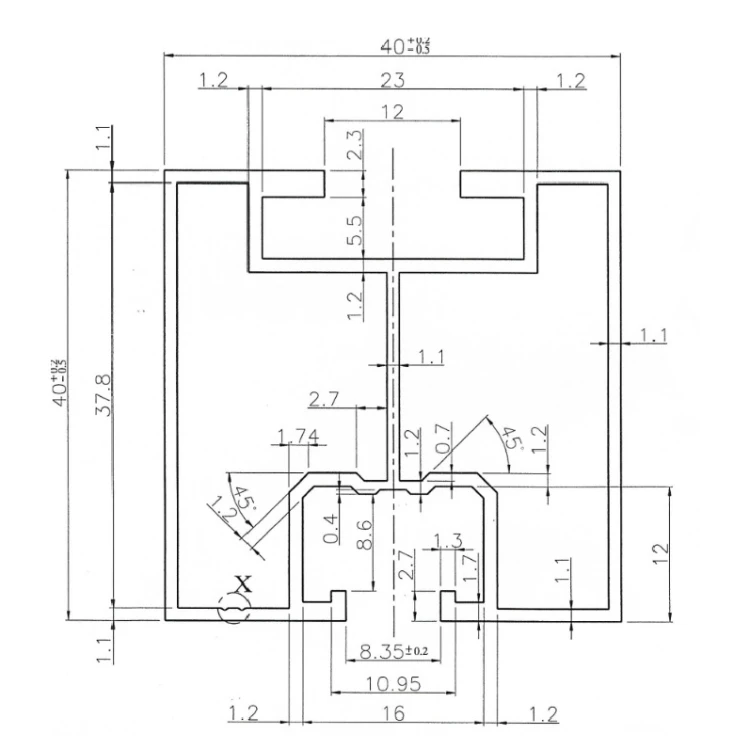 Aluminiumprofil 40x40mm 10cm für Hammerkopfschrauben eloxiert PV-01-12-AN (3)