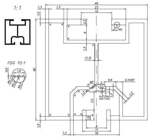 Aluminiumprofil 443cm 40x40mm für Hammerschrauben eloxiert PV-01-10-AN (3)