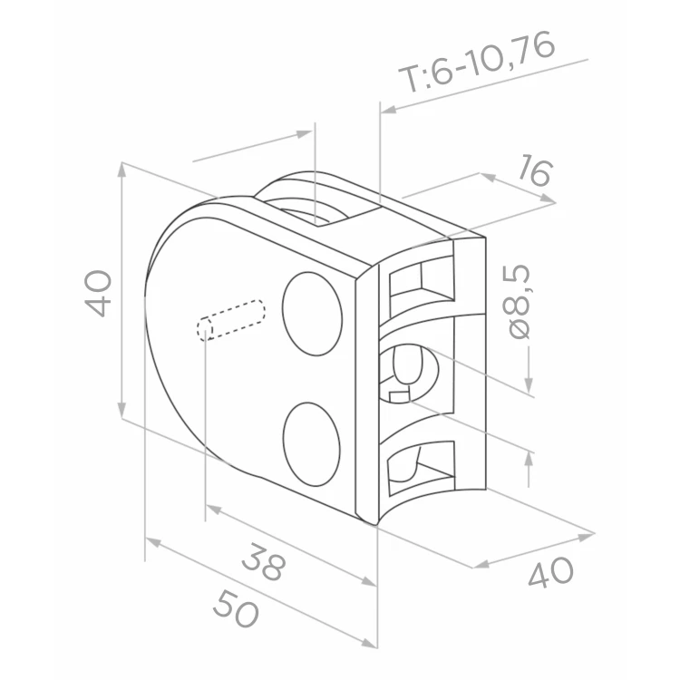 Endpfosten links ø42,4x1230mm AISI304 Seitenbefestigung satiniert 000-525 (3)