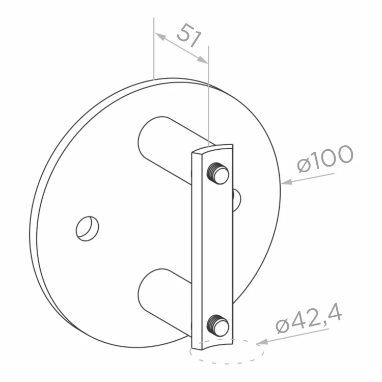Endpfosten links ø42,4x1230mm AISI304 Seitenbefestigung satiniert 000-525 (5)