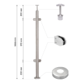 Eckgeländerpfosten für Glas ø 42,4x1060/1102,4mm 4 Halter geschliffen 000-559 (2)