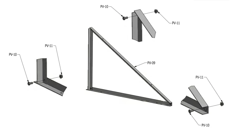 Montagedreieck 25 vertikal 1400x1150x560 PV-09-02 (1)