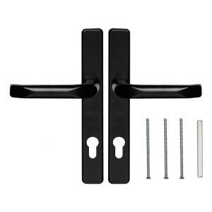 Schwarzer Türgriff mit rechteckigem Schild 90 mm – Aluminium/Znal H247
