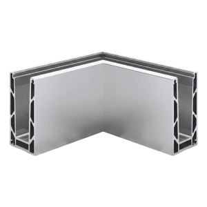 Kozza KE100 – U-Profil Außenecke 90° für rahmenlose Glasgeländer, Aluminium, matt eloxiert