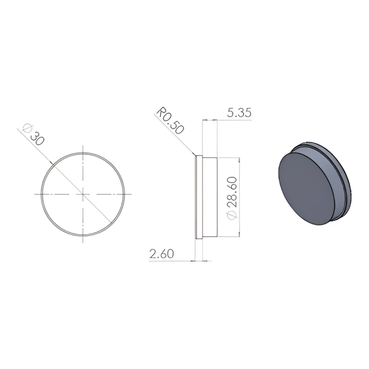 Kozza – Aluminium-Verschlusskappe für Ganzglas-Geländerprofile KE 105 schwarz 000-848 (3)