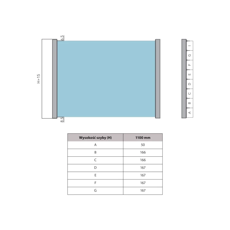 Kozza KB5000 – kompletter französischer Balkon aus Aluminium H1100 mm, flaches System, matte Eloxierung 000-850 (9)