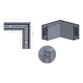 Kozza KE100 – U-Profil Innenecke 90° für Vollglasgeländer, Befestigung von oben 000-854 (2)