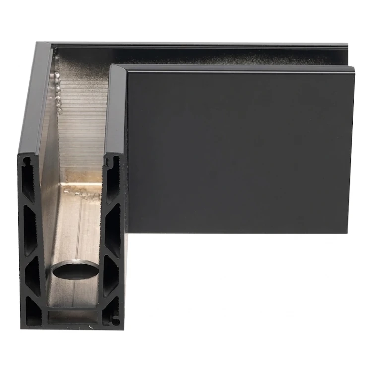 Kozza KE 100 – U-Profil Innenecke 90° für rahmenlose Glasgeländer, dunkelgrau 000-855 (3)