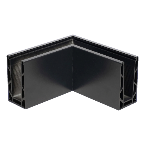 Kozza KE 100 – Außeneck-U-Profil 90° für Ganzglasgeländer, dunkelgrau RAL 7021 000-858 (1)