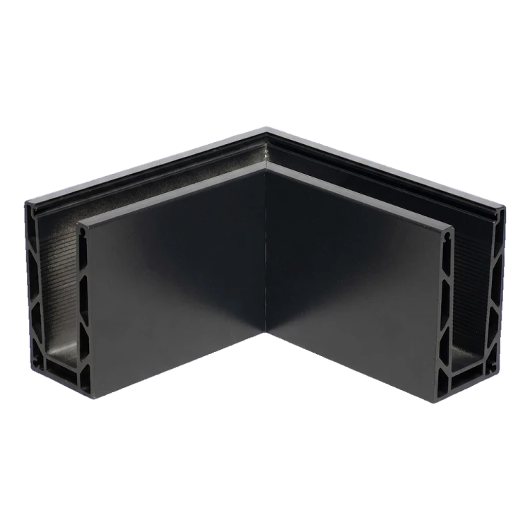 Kozza KE 100 – Außeneck-U-Profil 90° für Ganzglasgeländer, dunkelgrau RAL 7021 000-858 (1)