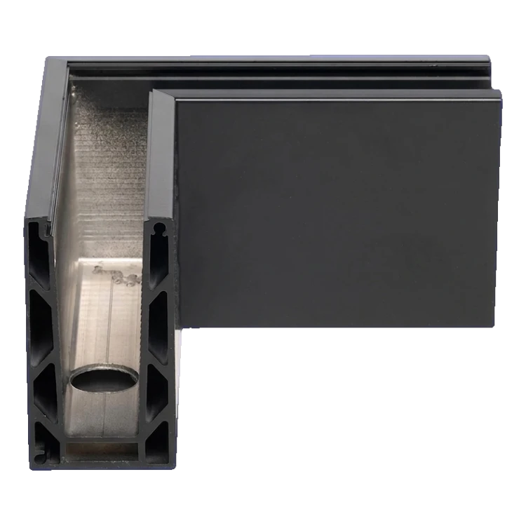 Kozza KE 100 – Außeneck-U-Profil 90° für Ganzglasgeländer, dunkelgrau RAL 7021 000-858 (3)