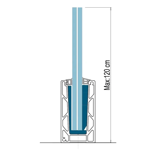 Kozza KE 100 – U-Profil für Ganzglasgeländer 5000 mm schwarz, Befestigung von oben 000-861 (2)