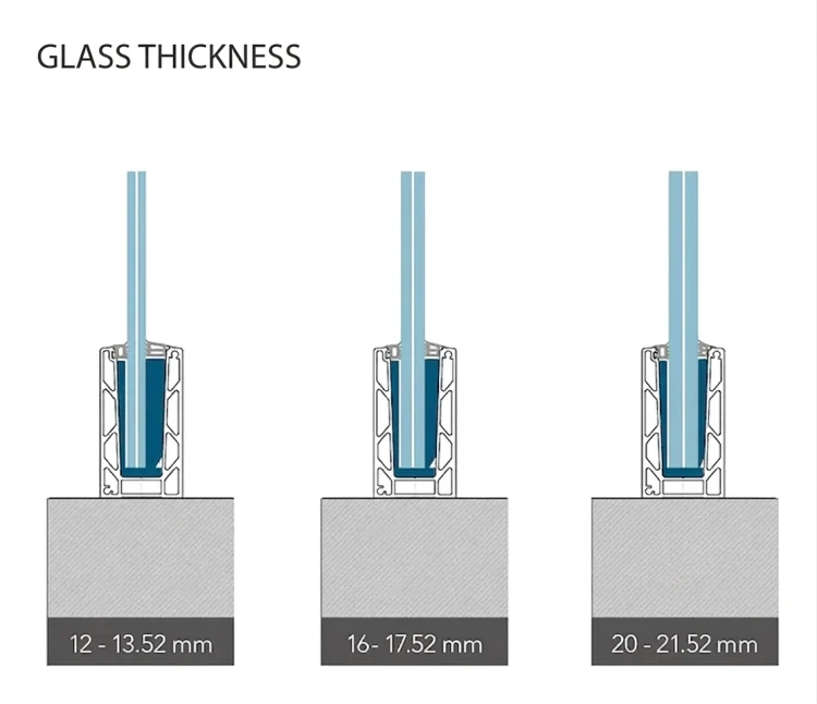 Kozza KE 100 – U-Profil für Ganzglasgeländer 5000 mm schwarz, Befestigung von oben 000-861 (4)