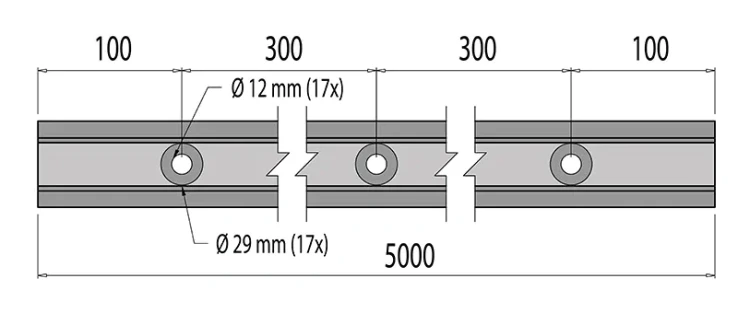 Kozza KE 100 – U-Profil für Ganzglasgeländer 5000 mm schwarz, Befestigung von oben 000-861 (6)