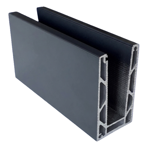 Kozza KE 100 – U-Profil für Ganzglas-Ballustraden 5000 mm dunkelgrau 000-862 (1)