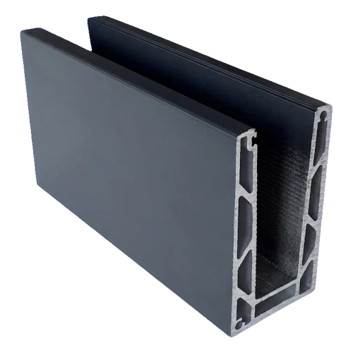 Kozza KE 100 – U-Profil für Ganzglas-Ballustraden 5000 mm dunkelgrau 000-862 (1)