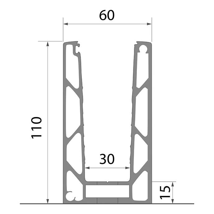 Kozza KE 100 – U-Profil für Ganzglas-Ballustraden 5000 mm dunkelgrau 000-862 (5)