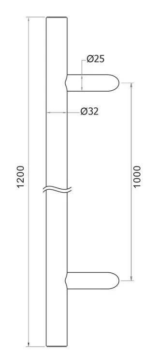 PSG Türgriff einseitig rund schwarz 32×1200 mm AISI 304 – Befestigung 45° 000-721 (5)