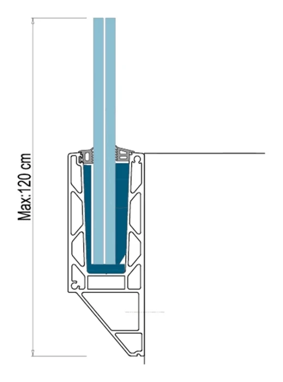 Kozza KE 120 – U-Profil für Vollglasgeländer 5000 mm, seitliche Befestigung 000-877 (6)
