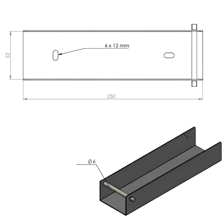 U-Profil Verbinder Halter für Sockelplatte 250x50 Braun GPV-700-40 (3)