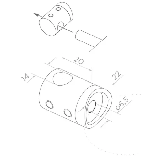 PSG Durchgangshalter für Balustrade für Stab Ø 14 mm – Rohr 42,4 mm EDELSTAHL 304 satiniert 000-905 (2)