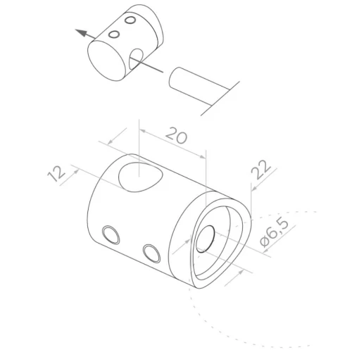 PSG Durchgangshalter für Stab ø 12 mm – Befestigung an Rohr 42,4 mm, AISI 304 poliert 000-901 (2)