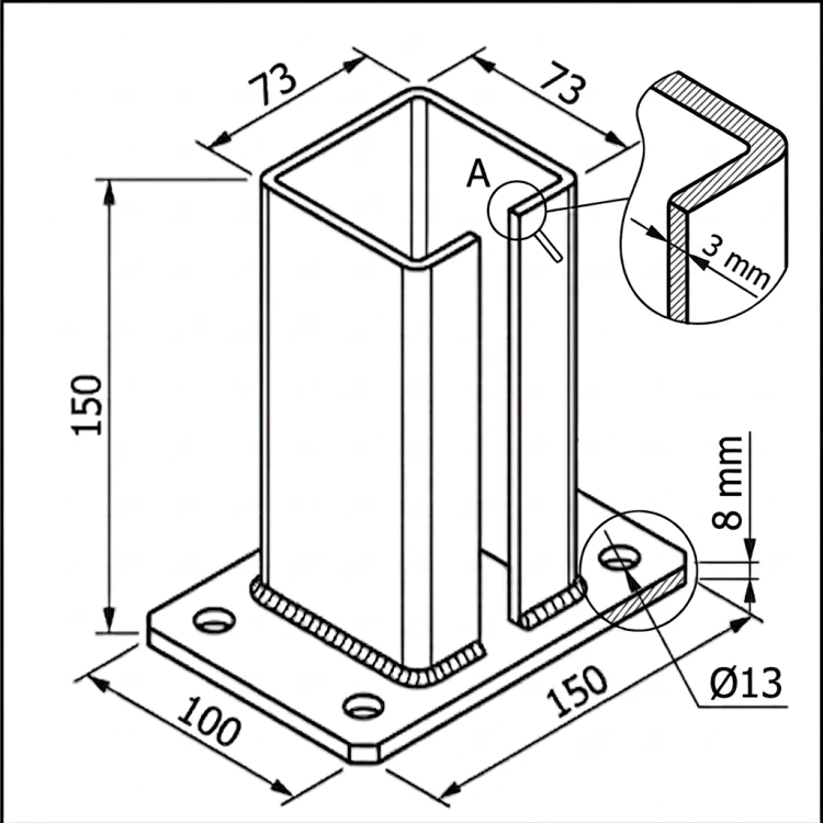 Fundament für Zaunpfosten 80x80 mm 8 mm grün 000-787 (5)