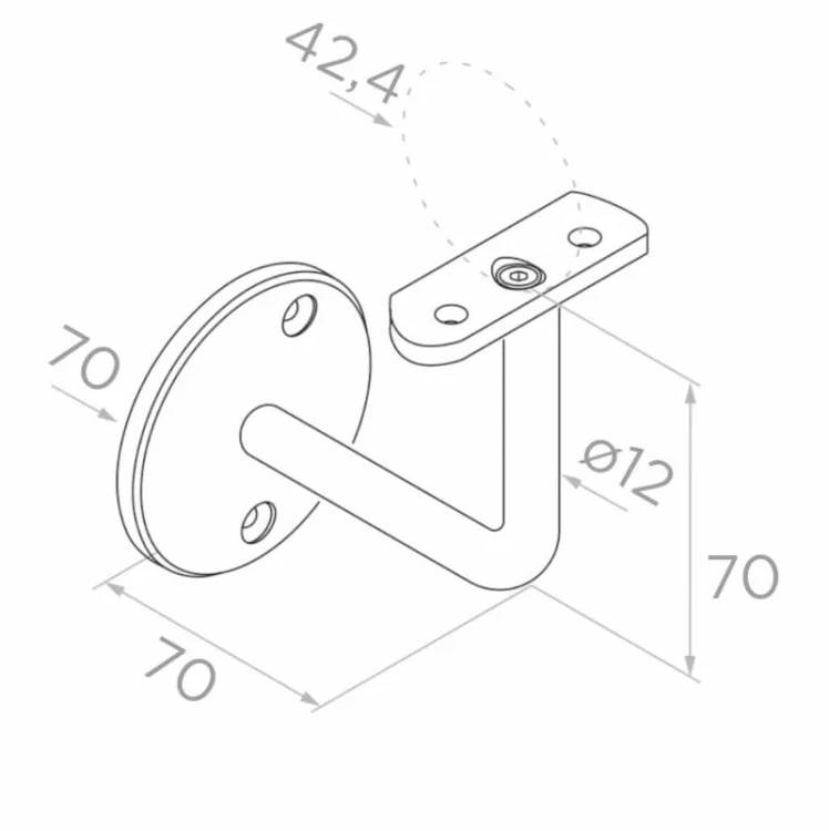 Wandhalterung für Handlauf Geländer Ø 42,4 mm – Edelstahl AISI 304 satiniert 001-014 (2)