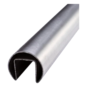 Aufgesetzter Glashandlauf Ø 42,4 mm AISI 304 satiniert – Vollglasbalustrade, L=2500 mm