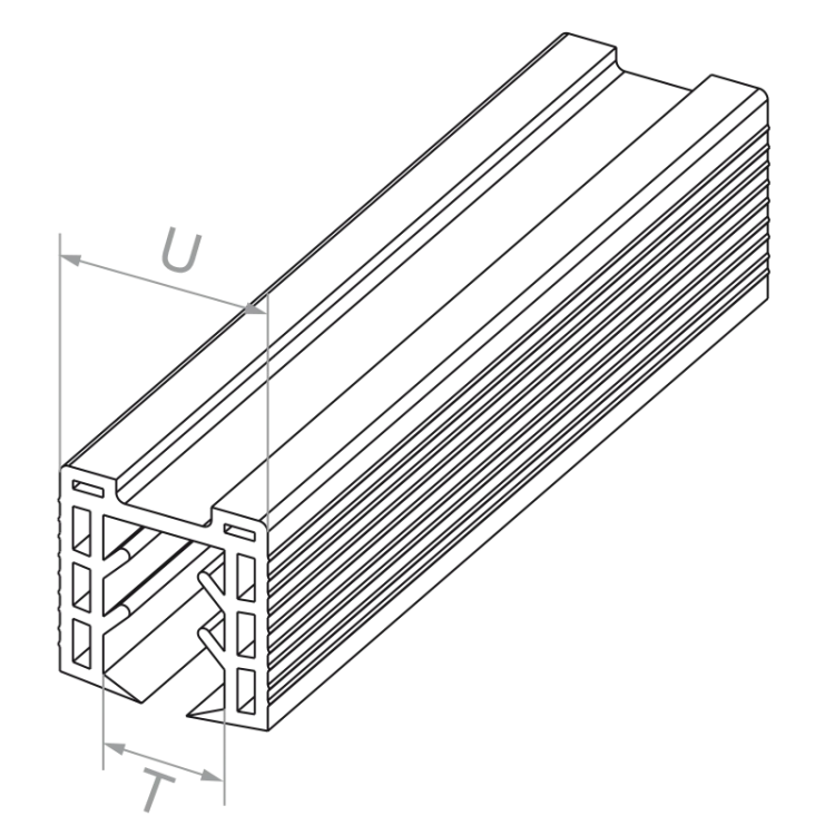 PSG Dichtung für aufgesetzte Glashalter 20–21,5 mm – Profil 24×24 mm, L=2500 mm 001-077 (2)