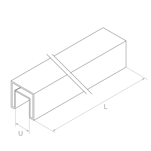 PSG Glasauflagehandlauf 40x40 mm AISI 304 Satin – 2500 mm 001-082 (2)