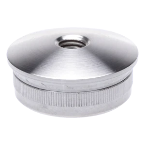 Konvexer Endstopfen zum Einschlagen für Geländerrohr 48,3 mm mit Gewinde M8, AISI 304 satiniert