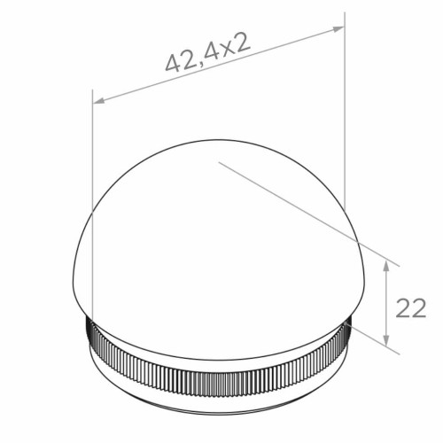 Kozza Endkappe ellipsoid einschlagbar für Geländerrohr 42,4 mm – Edelstahl AISI 304 satiniert 001-095 (2)