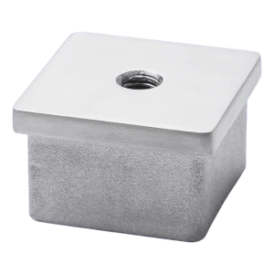 Flacher Einschlagstopfen für Profil 40x40 mm mit Gewinde M8, AISI 304 satiniert