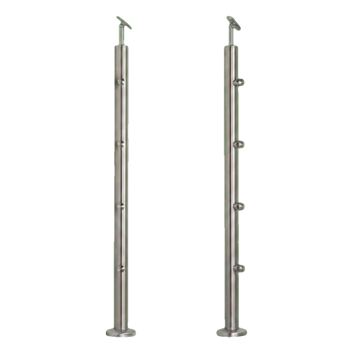 PSG Balustradenpfosten Mitte durchgehend ø 42,4 mm AISI 304 – 4 Halterungen, satiniert 001-204 (1)