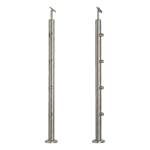 PSG Balustradenpfosten Mitte durchgehend ø 42,4 mm AISI 304 – 4 Halterungen, satiniert 001-204 (1)