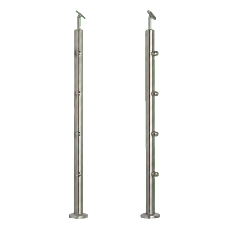 PSG Balustradenpfosten Mitte durchgehend ø 42,4 mm AISI 304 – 4 Halterungen, satiniert 001-204 (1)