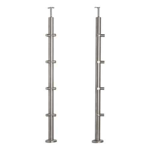 PSG Eckpfosten für Geländer aus Edelstahl AISI 304 ø42,4 mm H1060 mm mit Halterungen für Stäbe ø12 mm 001-206 (1)