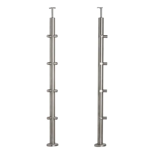 PSG Eckpfosten für Geländer aus Edelstahl AISI 304 ø42,4 mm H1060 mm mit Halterungen für Stäbe ø12 mm 001-206 (1)