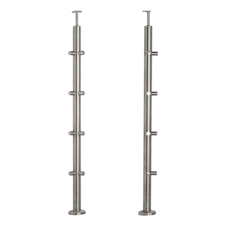 PSG Eckpfosten für Geländer aus Edelstahl AISI 304 ø42,4 mm H1060 mm mit Halterungen für Stäbe ø12 mm 001-206 (1)